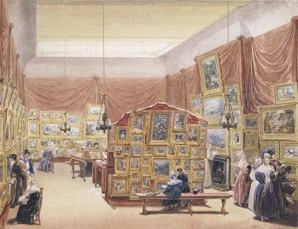 George Scharf Interior of the Gallery of the New Society of Painters in Watercolours (mk47) Germany oil painting art
